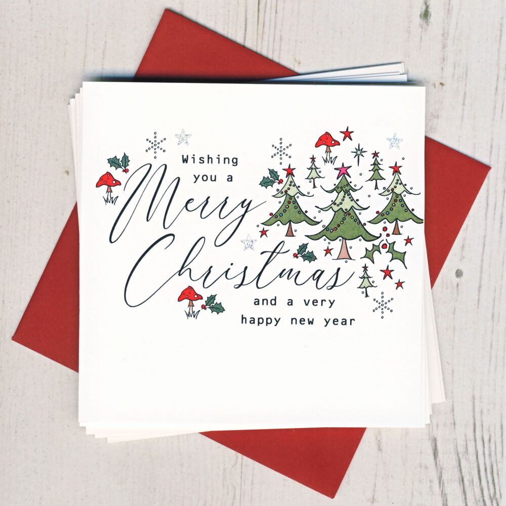 Pack of Five Christmas Tree Cards