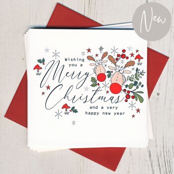 Pack of Five Christmas Reindeer Cards