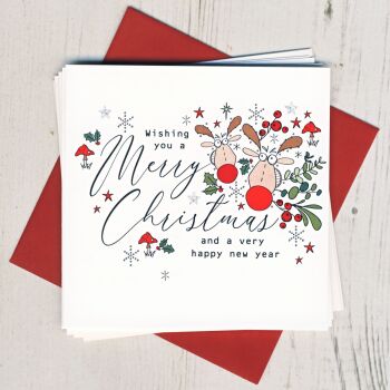 Pack of Five Christmas Reindeer Cards