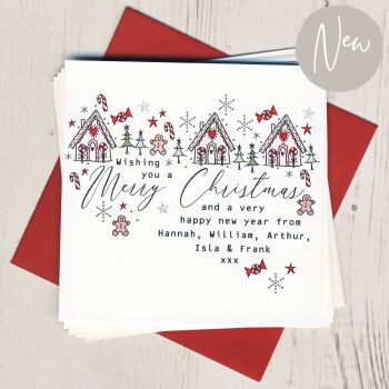 Personalised Gingerbread Houses Christmas Cards