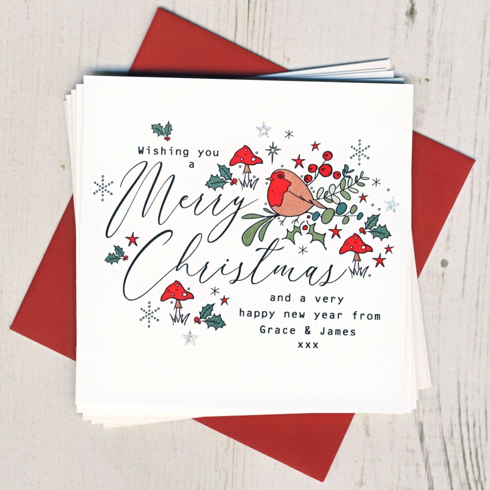 <!-- 033-->Personalised Christmas Robin Cards
