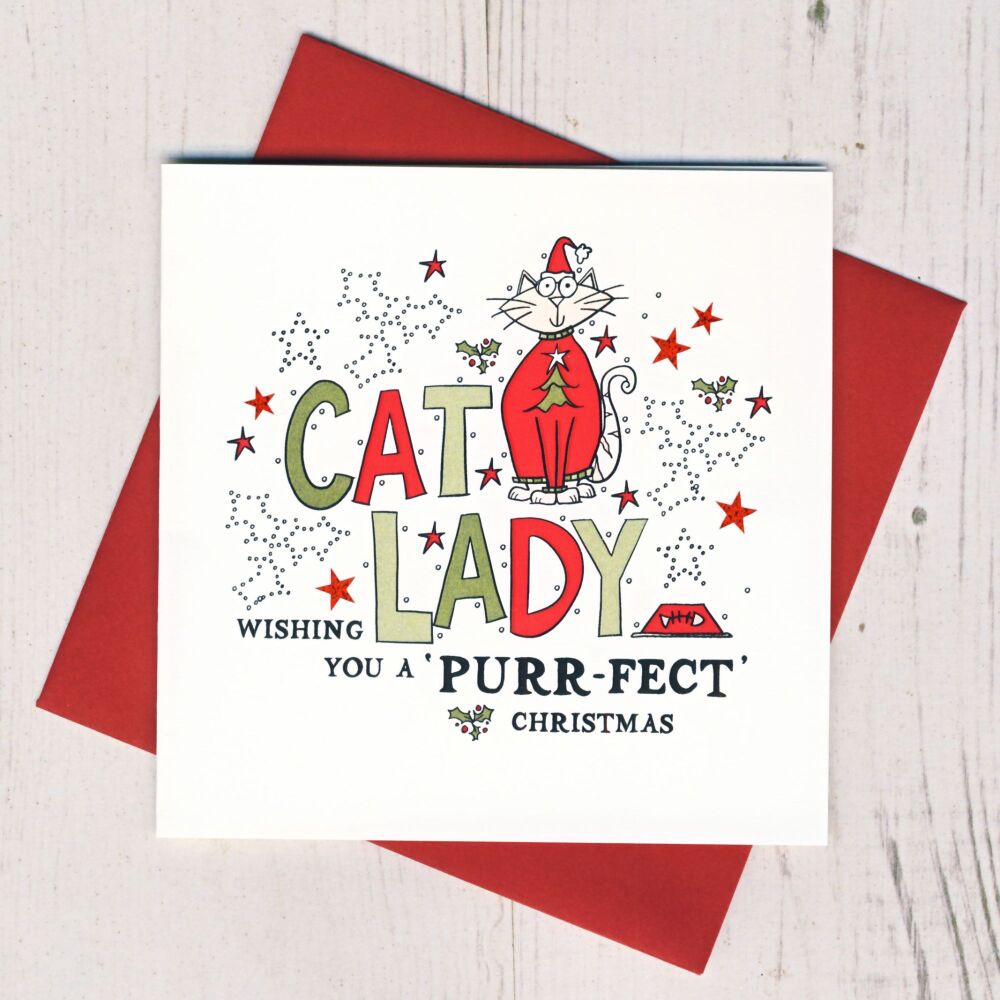 <!-- 006-->Cat Lady Christmas Card