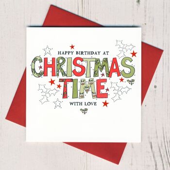Happy Birthday at Christmas Card