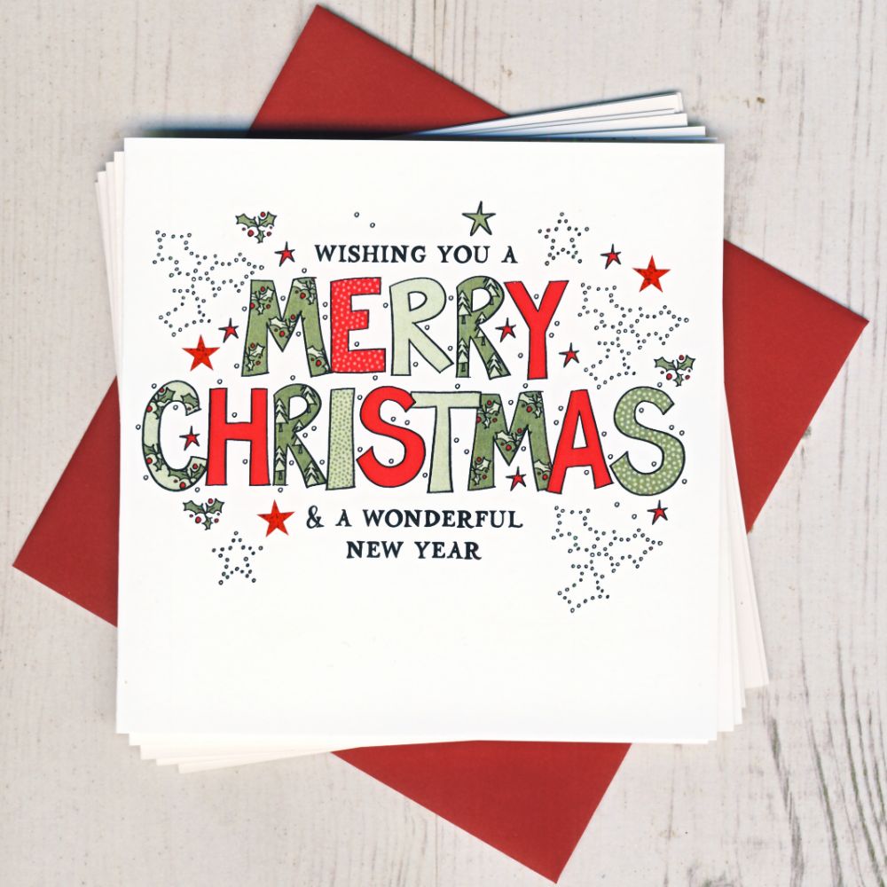 <!-- 012 -->Pack of Five 'Wordy' Christmas Cards