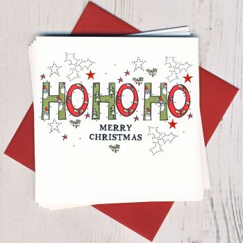 Pack of Five Ho Ho Ho Christmas Cards
