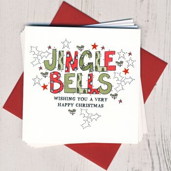 Pack of Five Jingle Bells Christmas Cards