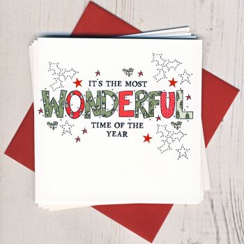 Pack of Five Most Wonderful Time Christmas Cards