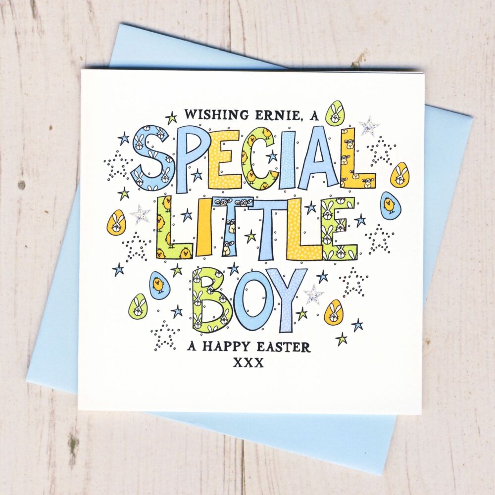 <!-- 001   -->Personalised Special Little Boy Easter Card