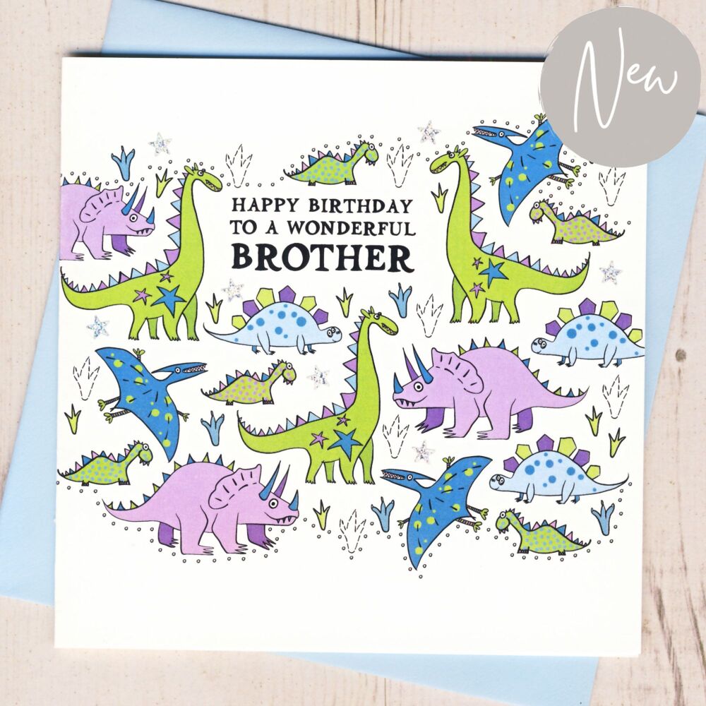 <!-- 021 -->Brother Dinosaur Birthday Card