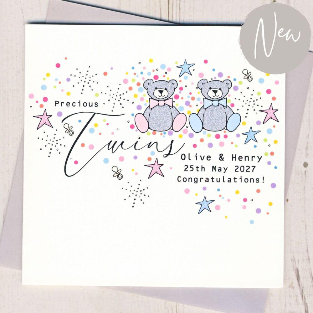 <!-- 000 -->Personalised Baby Twins Card