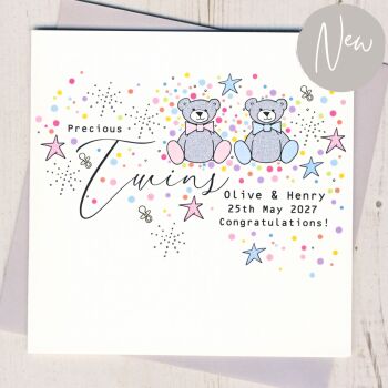 Personalised Baby Twins Card