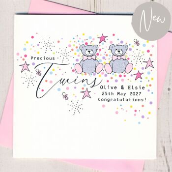 Personalised Baby Twins Card