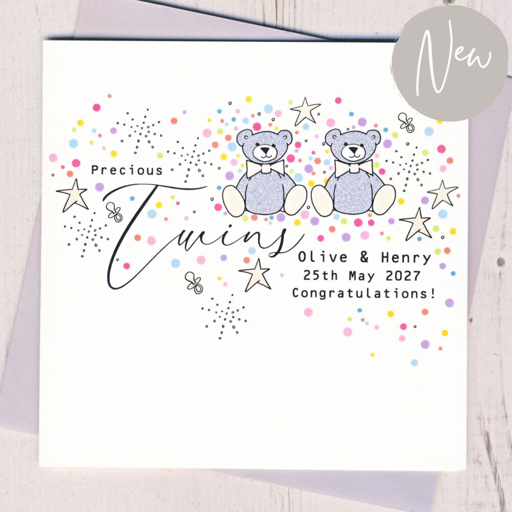 <!-- 000 -->Personalised Baby Twins Card