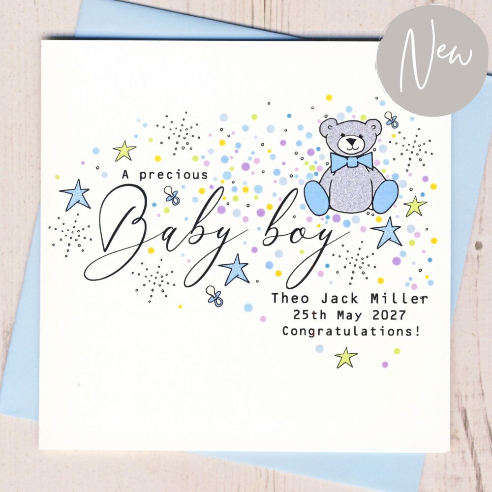 <!-- 007 -->Personalised New Baby Boy Card