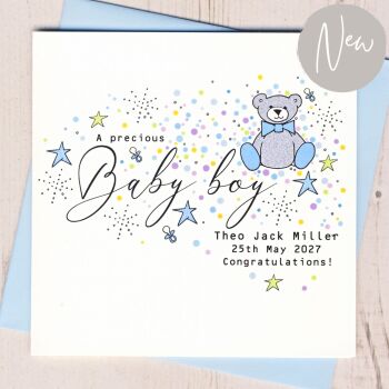 Personalised New Baby Boy Card