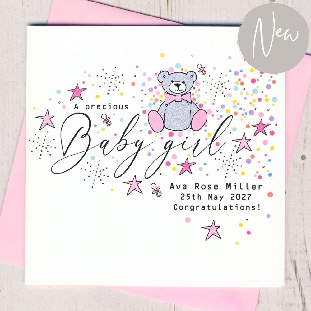 <!-- 016 -->Personalised New Baby Girl Card