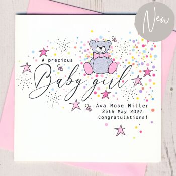 Personalised New Baby Girl Card