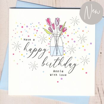  Personalised Flower Vase Birthday Card