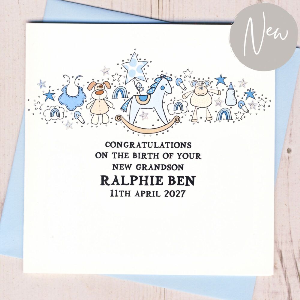 <!-- 000 -->Personalised New Grandson Card