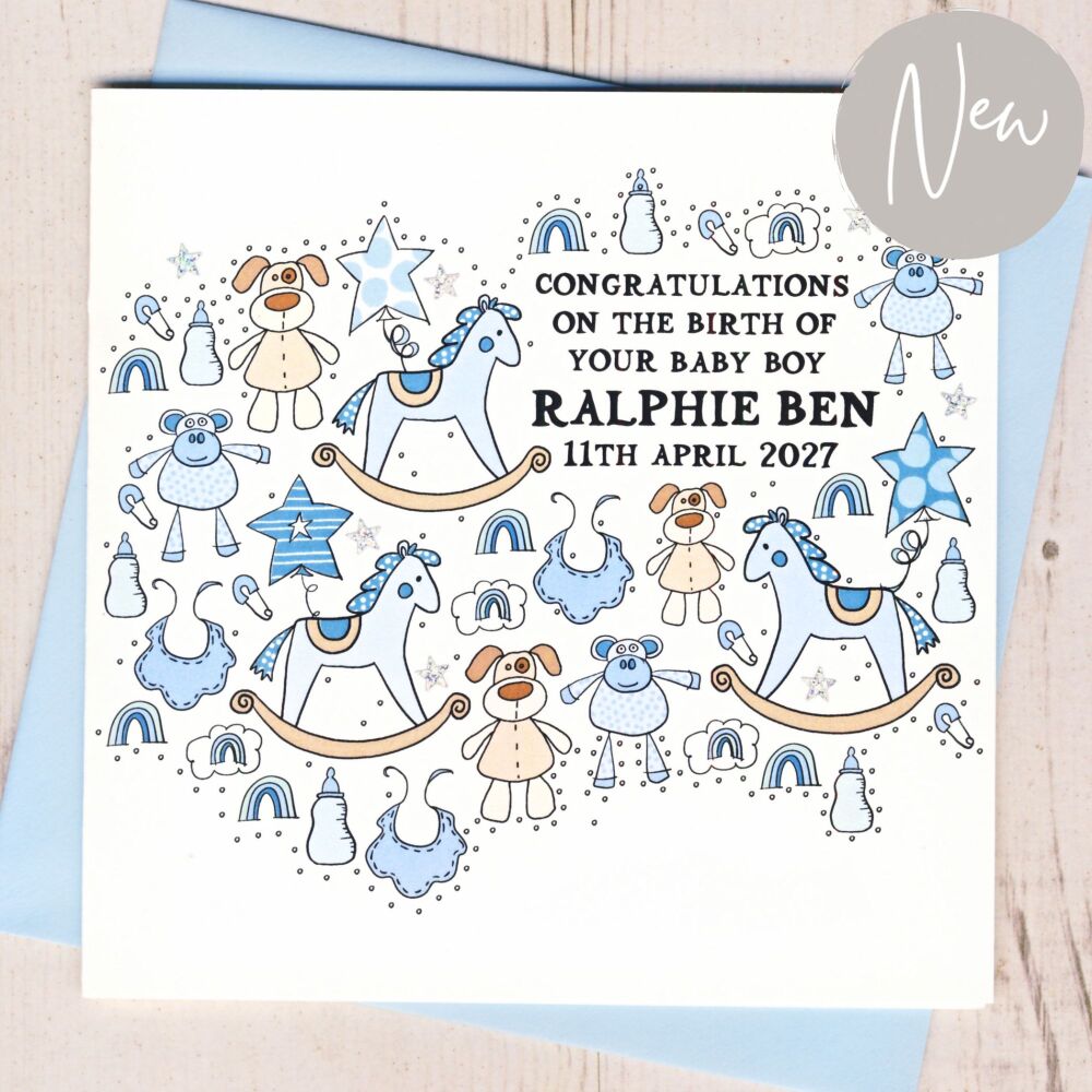 <!-- 008 -->Personalised New Baby Boy Card