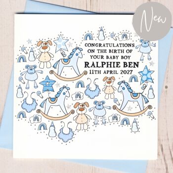 Personalised New Baby Boy Card