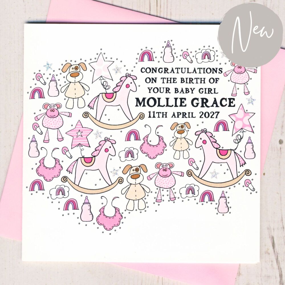 <!-- 017 -->Personalised New Baby Girl Card