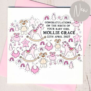 Personalised New Baby Girl Card