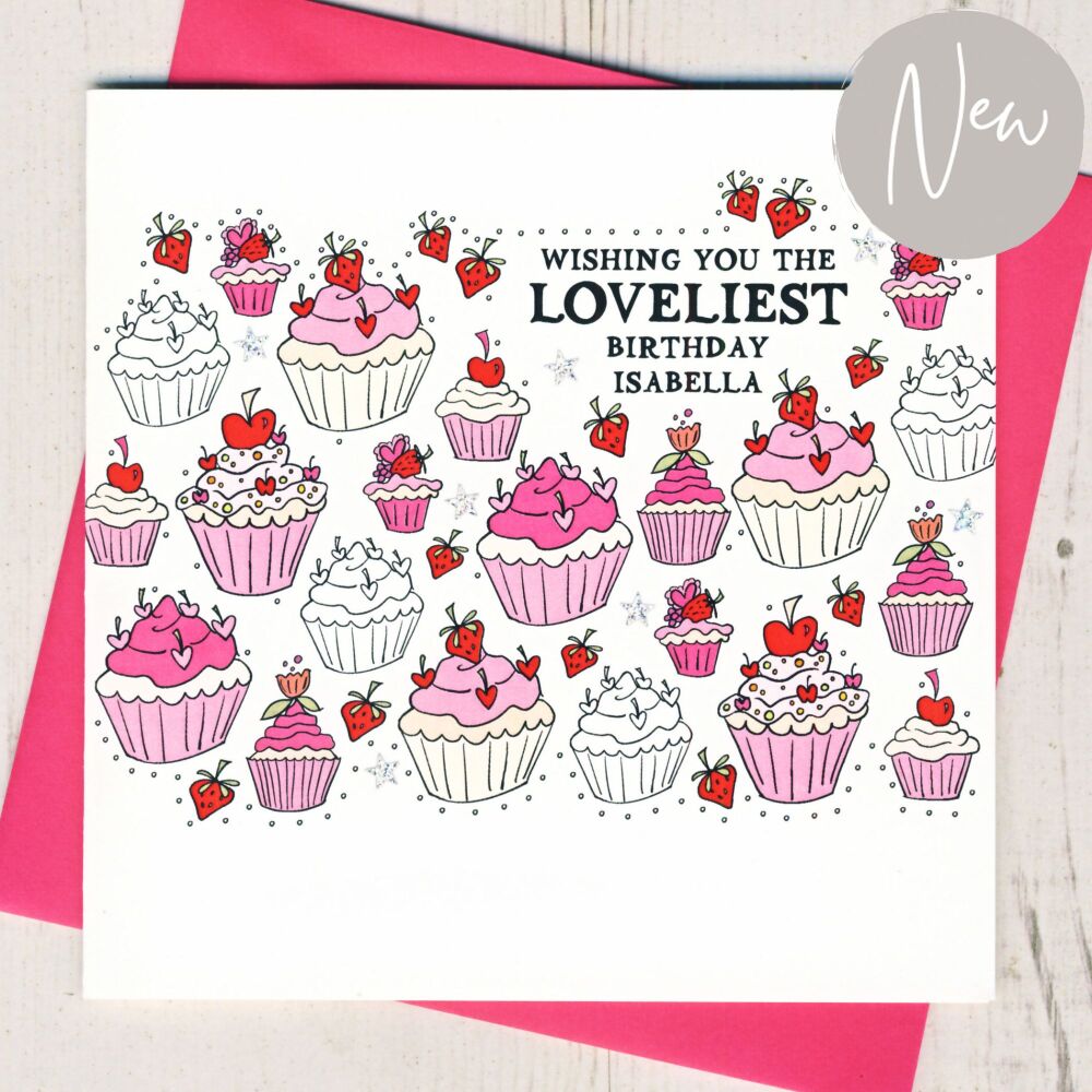 <!-- 037 --> Personalised Cupcake Birthday Card