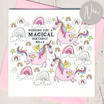  Personalised Unicorn Birthday Card