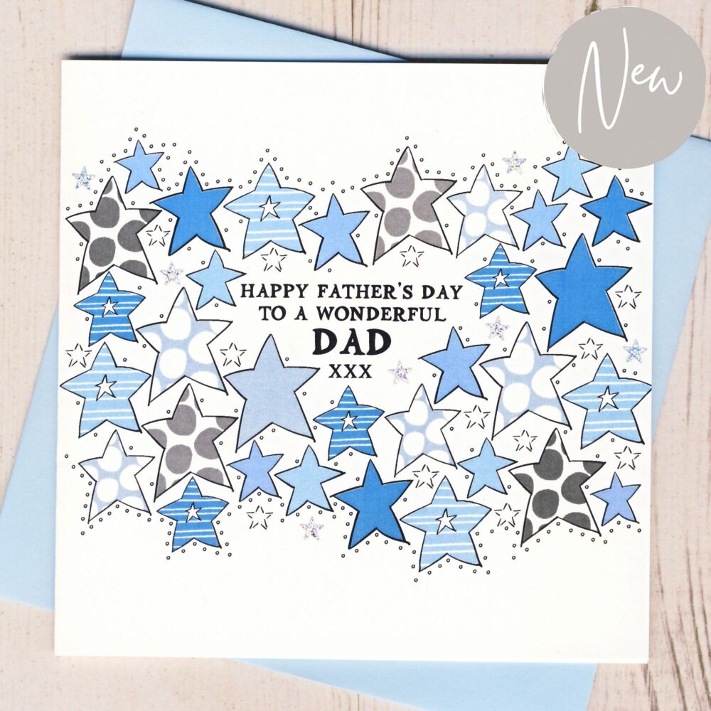 <!-- 002 -->      Happy Father's Day Stars Card