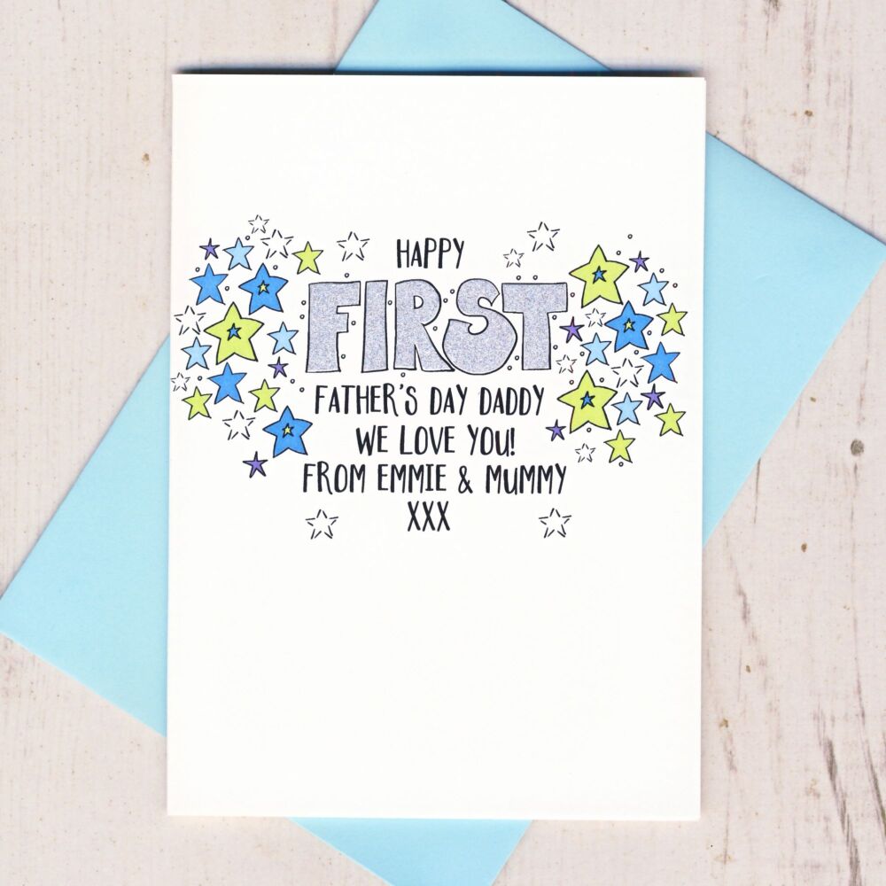 <!-- 003 -->   Personalised Happy First Father's Day Card