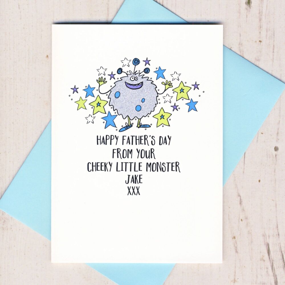 <!-- 003 -->   Personalised Happy Father's Day From Your Little Monster Car