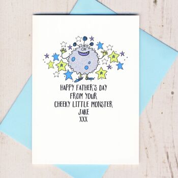    Personalised Happy Father's Day From Your Little Monster Card