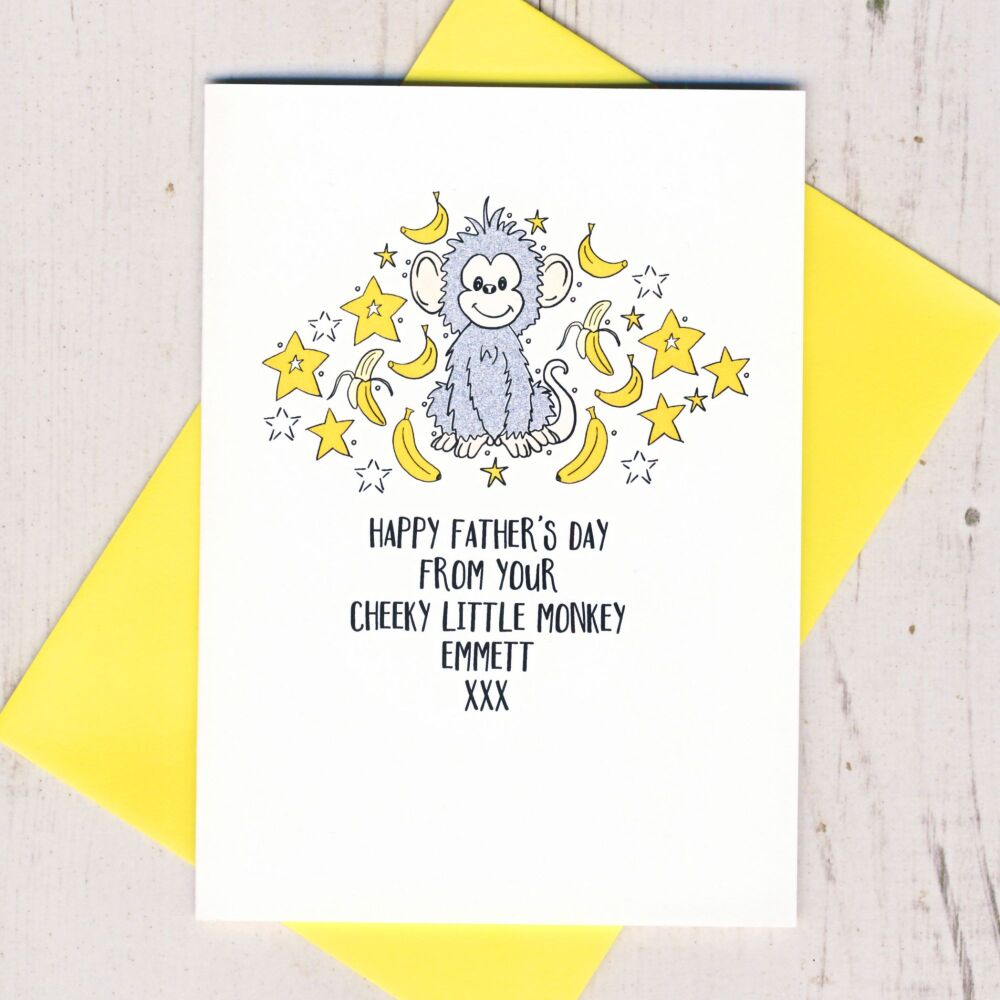 <!-- 003 -->     Personalised Happy Father's Day From Your Little Monkey Ca