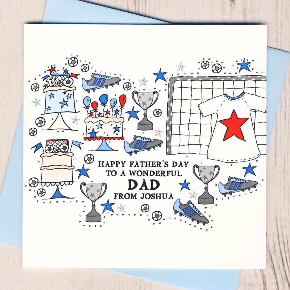 <!-- 002 -->    Personalised Happy Father's Day Football Card