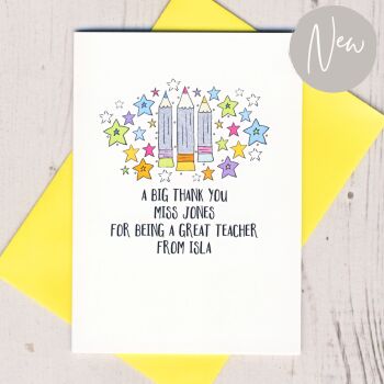   Personalised Teacher or Teaching Assistant Thank You Card