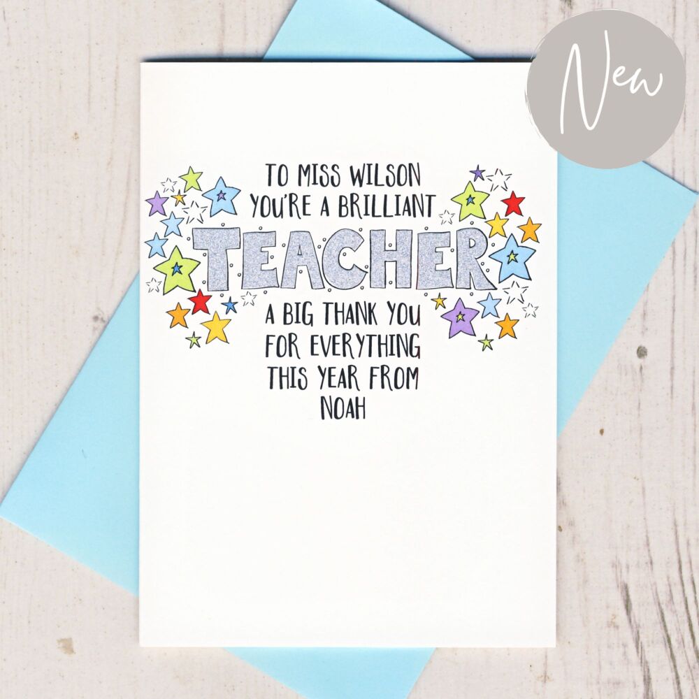 <!-- 044 -->  Personalised Teacher Thank You Card