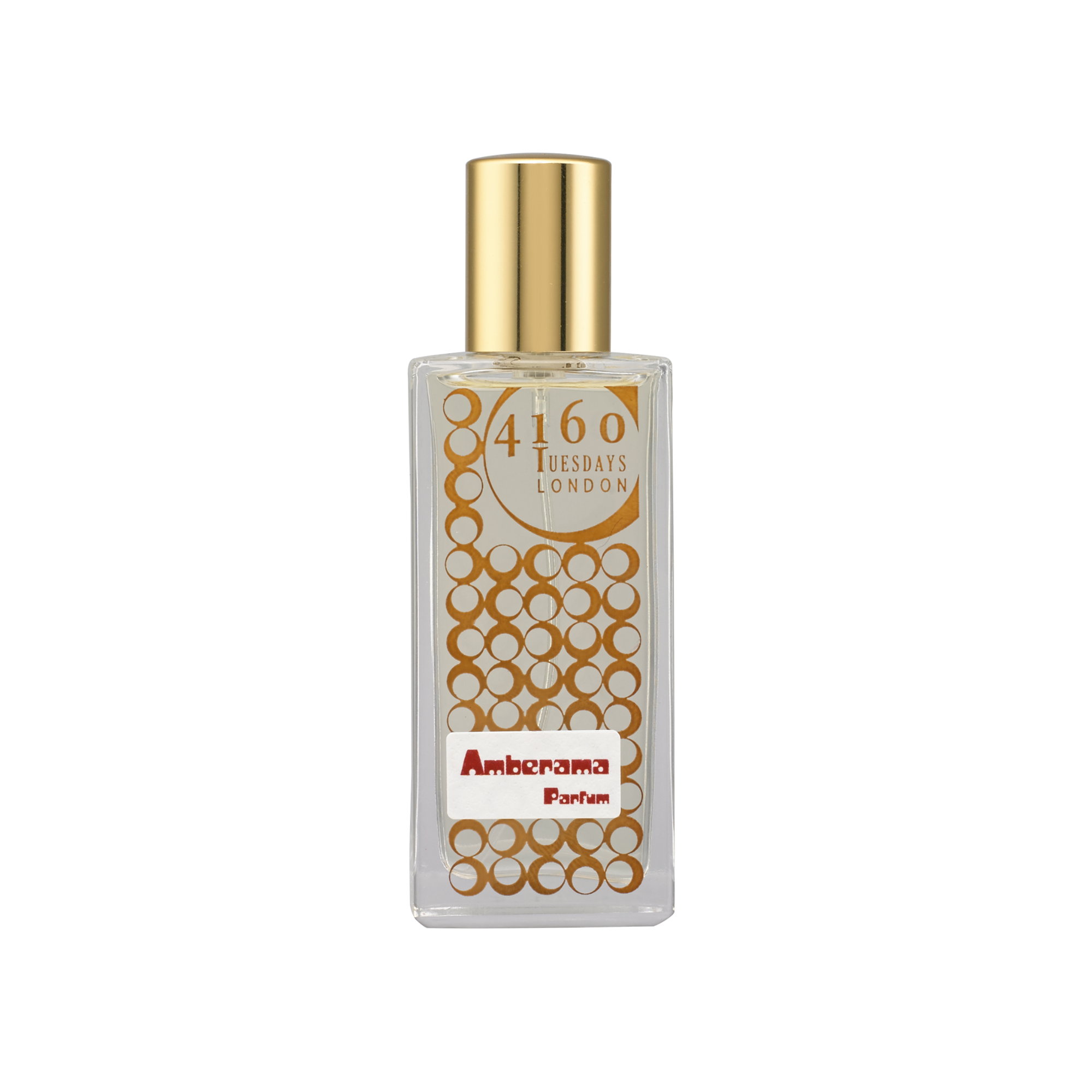Image of 4160Tuesdays perfume Amberama in a gold bottle.