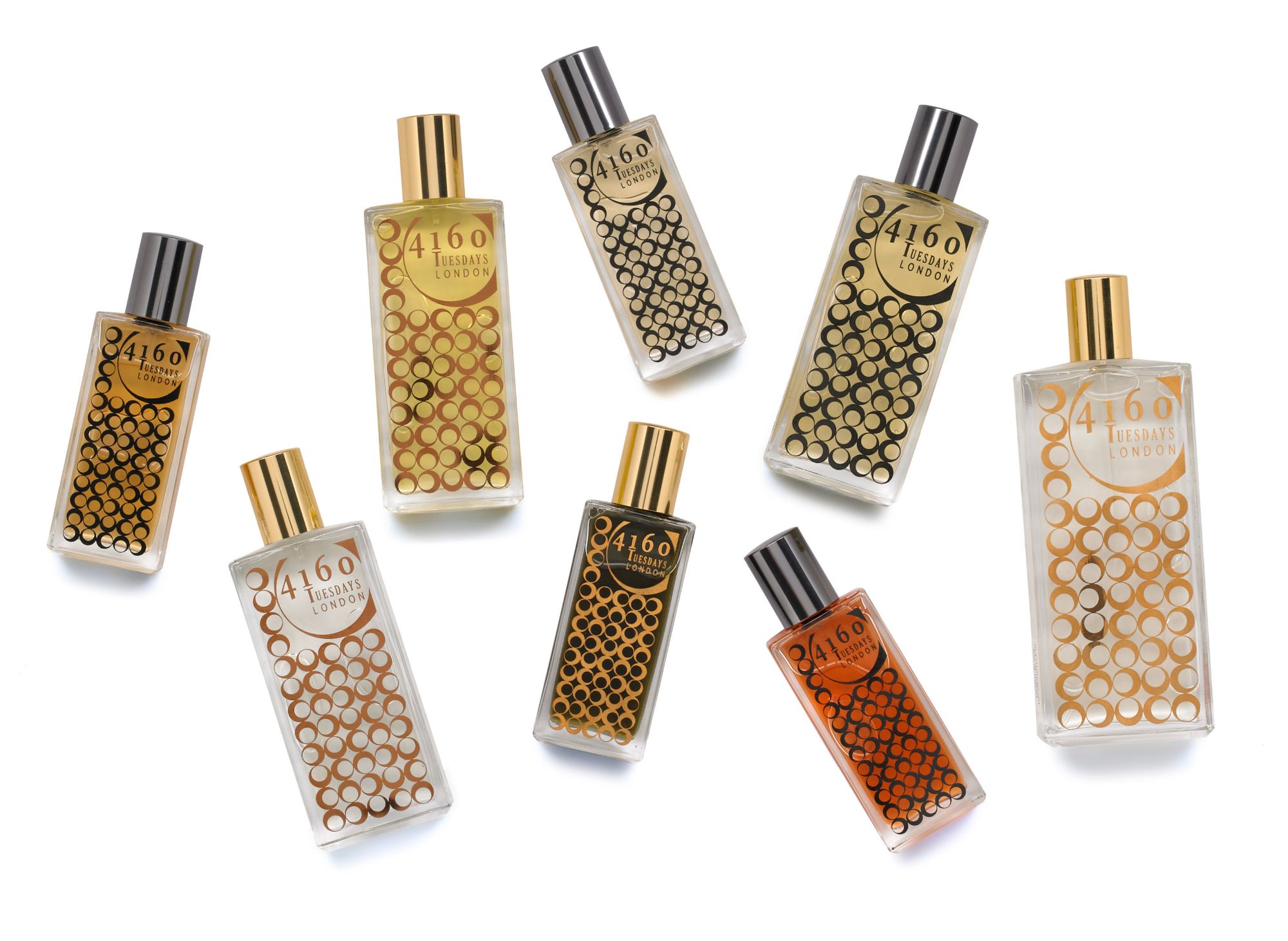 Stylised shot of bottles of perfume