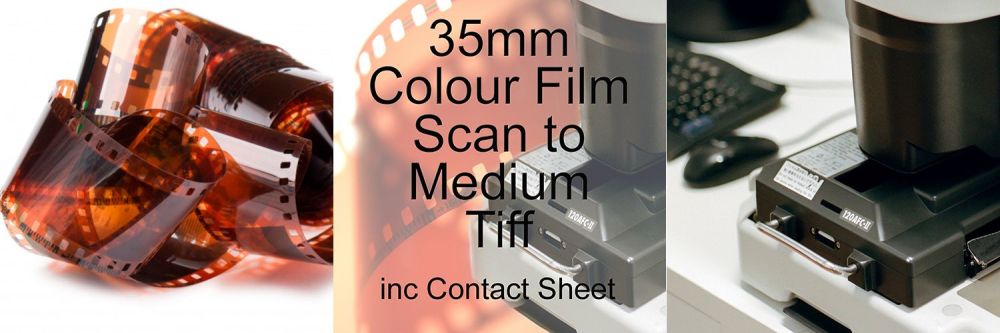 35mm COLOUR FILM PROCESS AND MEDIUM TIFF SCAN INC 10X8 CONTACT SHEET
