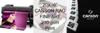 20x16" Canson Rag Fine Art Print 210 gsm