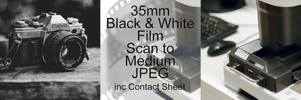 35mm BLACK & WHITE FILM PROCESS AND MEDIUM JPEG SCAN INCLUDING CONTACT