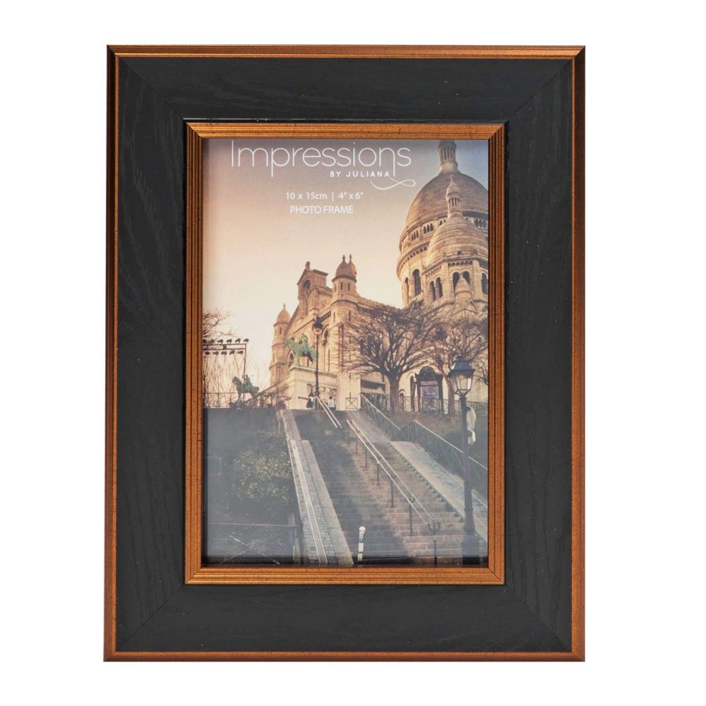 Impressions Black and Gold Photo Frame 4x6"