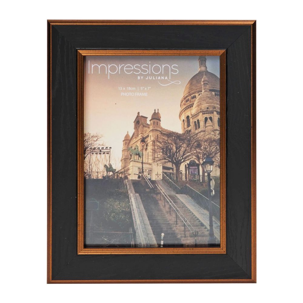 Impressions Black and Gold Photo Frame 5x7"