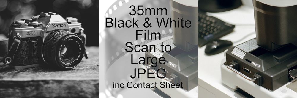 35mm BLACK & WHITE FILM PROCESS AND LARGE JPEG SCAN INC CONTACT SHEET