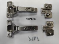 Qty 10x 110 Degree Full Overlay Soft Close Kitchen Cabinet Door Hinges Adjustable Including Backplates + Screws (Clip On)