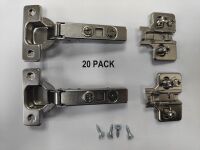 Qty 20x 110 Degree Full Overlay Soft Close Kitchen Cabinet Door Hinges Adjustable Including Backplates + Screws (Clip On)