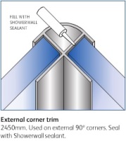 Showerwall SWA004 Satin Silver External Corner Trim