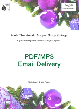 Hark The Herald Angel's Sing (Swing!) Jazz inspired arrangement Flute & Piano. PDF/MP3 edition