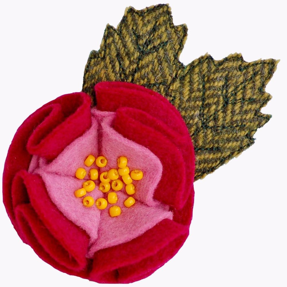 Bright Pink Dog Rose Brooch